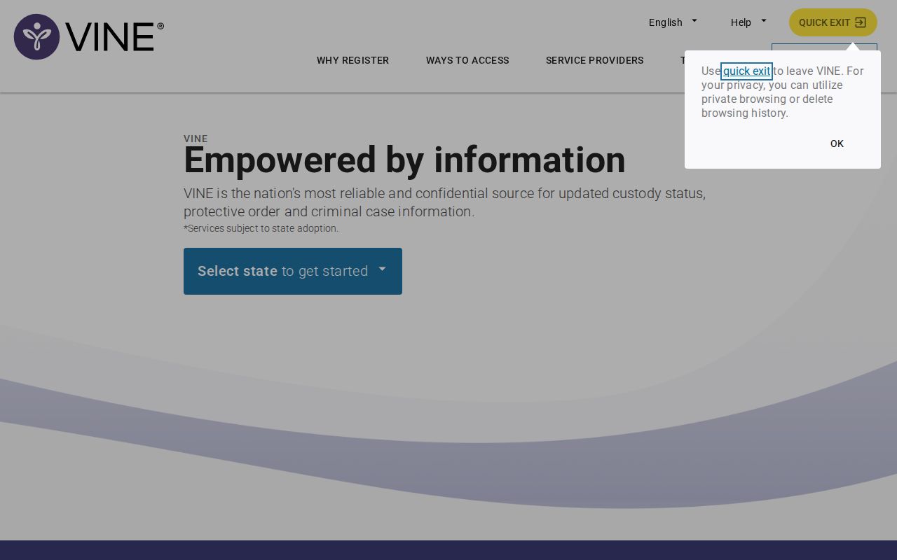 VINELink custody status search used for Jeff Davis County arrest follow-up
