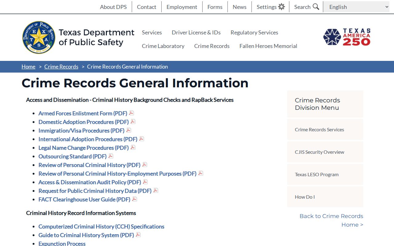 Jeff Davis County criminal history options from Texas DPS