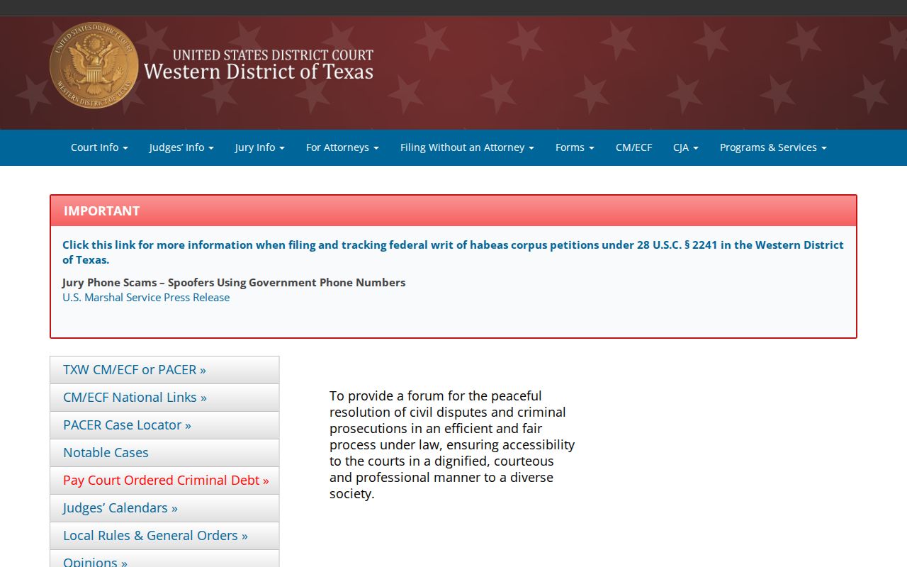 Jeff Davis County criminal history Western District federal court